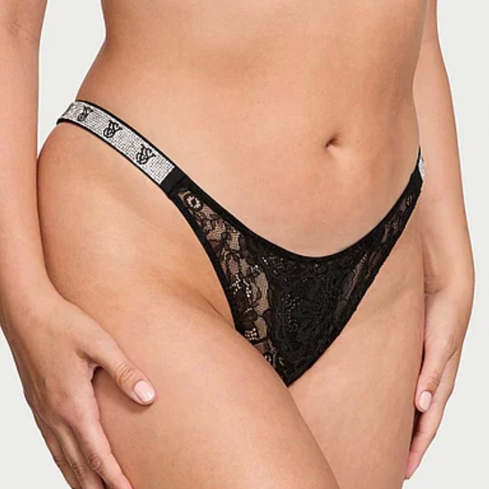 Black Lace Women's Crotchless Panty Victoria's Secret